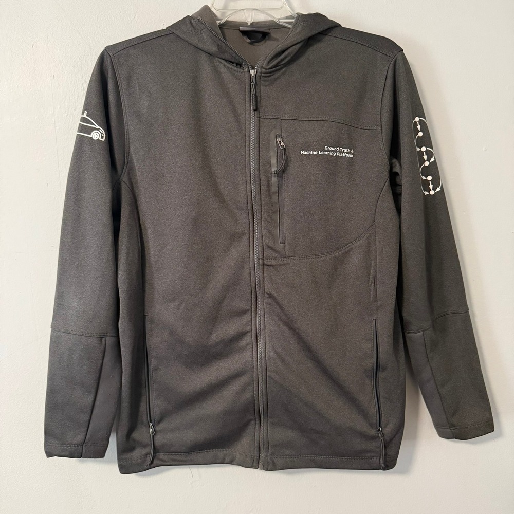 Fossa Mens Ground Truth Machine Learning Full Zip Hoodie Jacket Gray Tech Size M